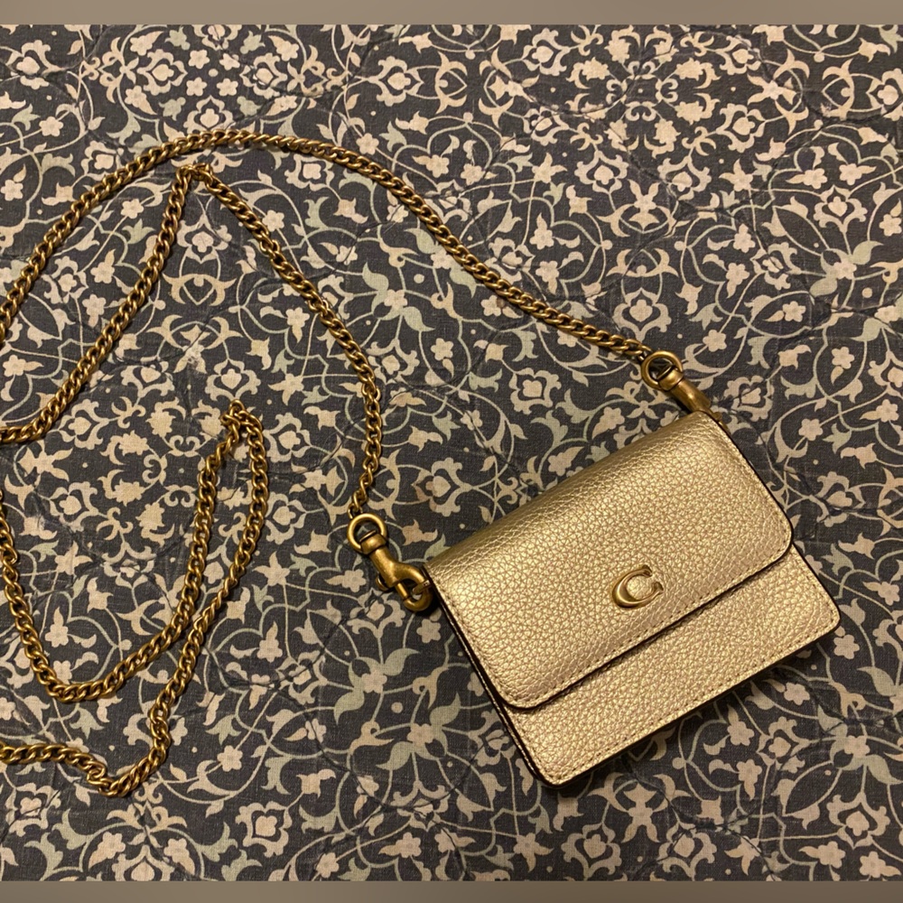 Coach Half Flap Metallic Card Case on Chain (NWOT)
